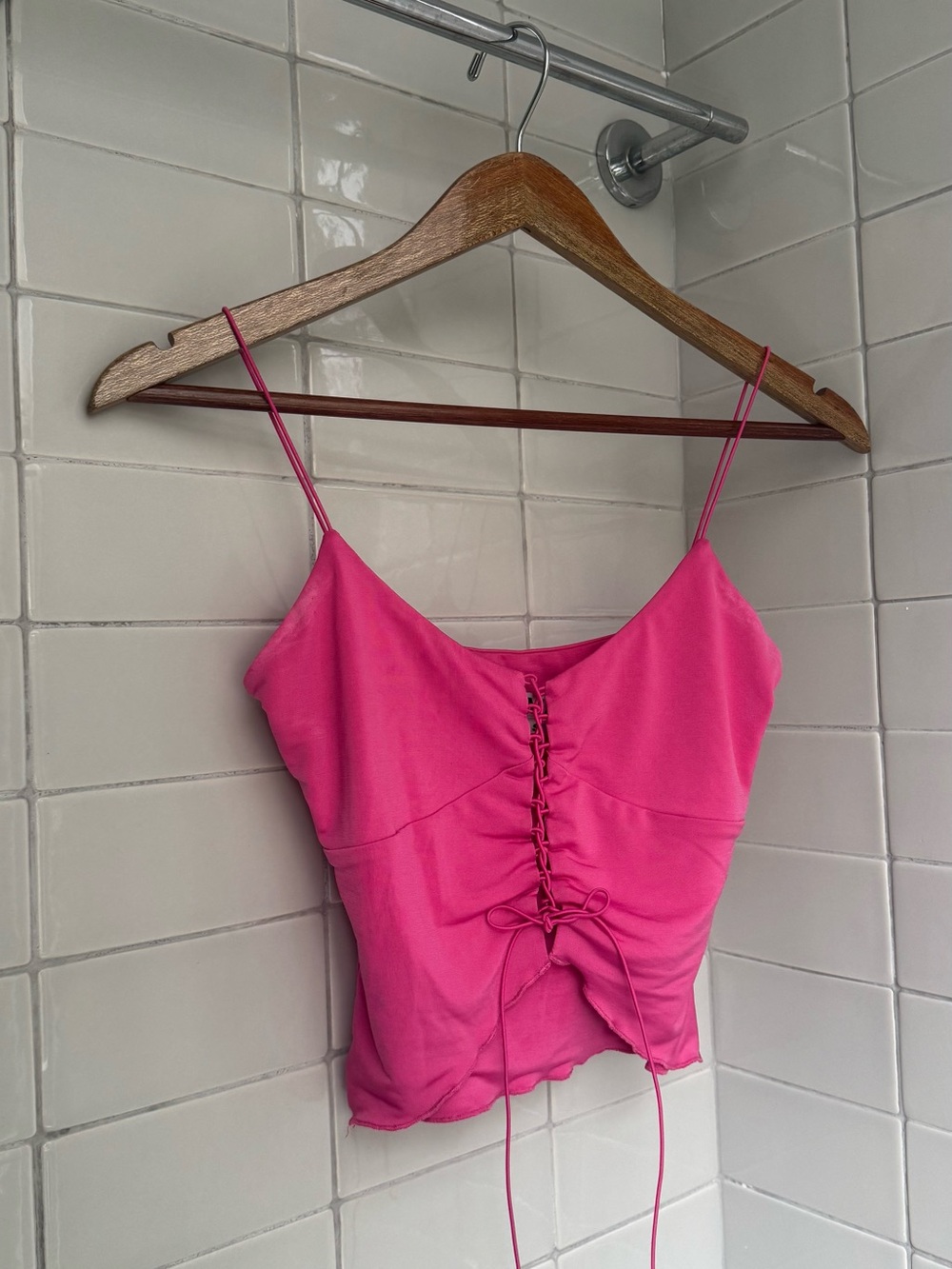 I.AM.GIA Fuchsia Lace-Up Spaghetti Strap Cami